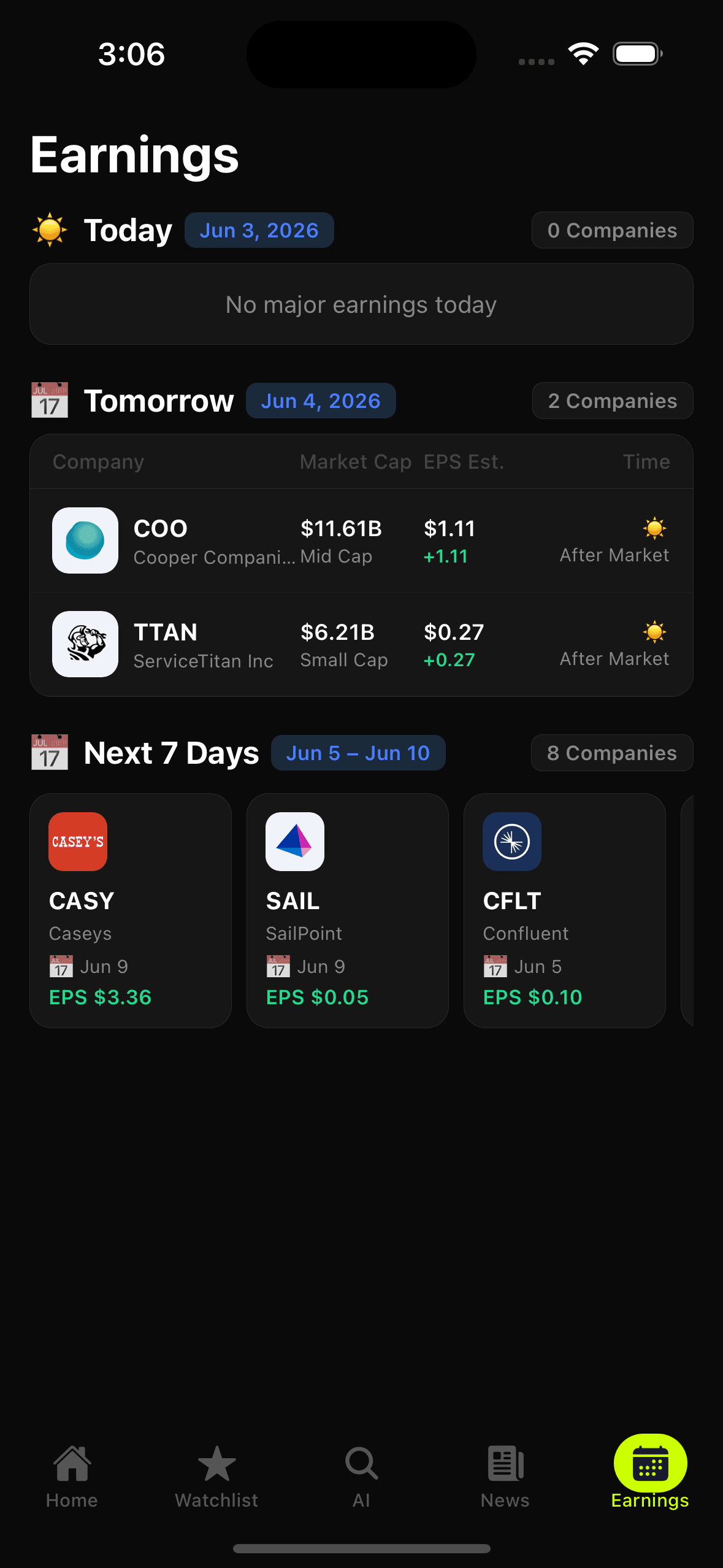 Earnings Calendar
